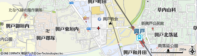 京都府京田辺市興戸町田周辺の地図