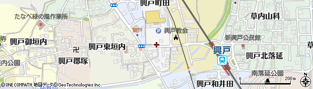 京都府京田辺市興戸町田周辺の地図