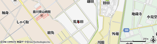 愛知県豊川市瀬木町荒井田周辺の地図