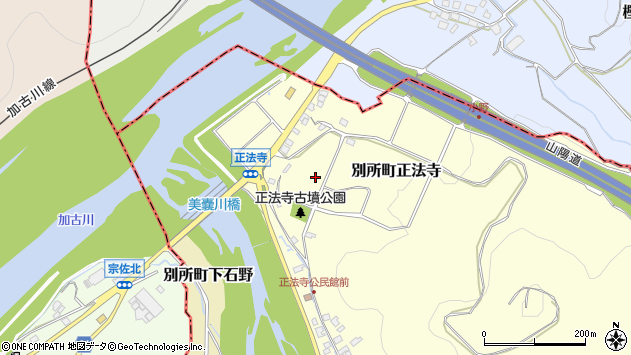 〒673-0454 兵庫県三木市別所町正法寺の地図