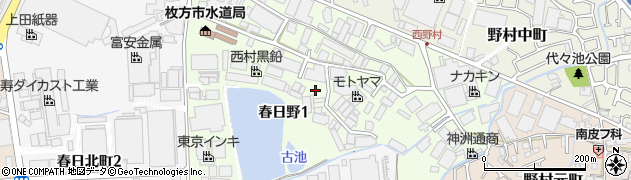 大阪府枚方市春日野周辺の地図