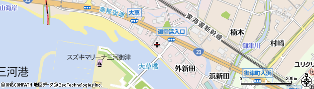 愛知県豊川市御津町大草新田周辺の地図