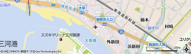 愛知県豊川市御津町大草（新田）周辺の地図