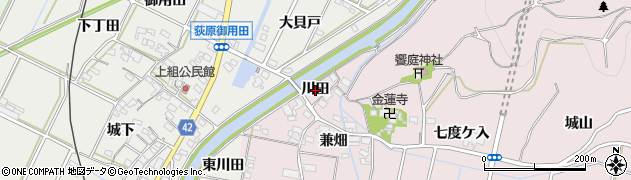 愛知県西尾市吉良町饗庭（川田）周辺の地図