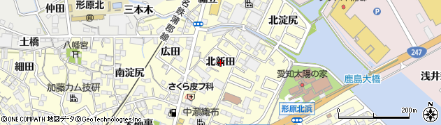 愛知県蒲郡市形原町（北新田）周辺の地図