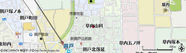 京都府京田辺市草内山科周辺の地図