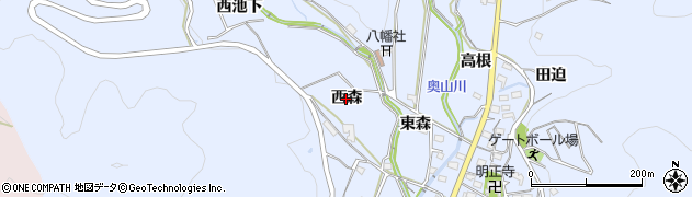 愛知県西尾市西幡豆町（西森）周辺の地図