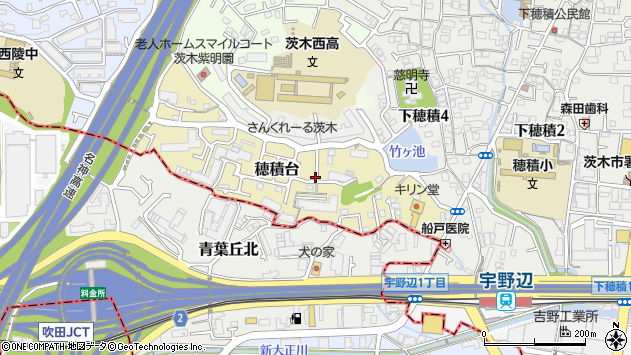 〒567-0044 大阪府茨木市穂積台の地図