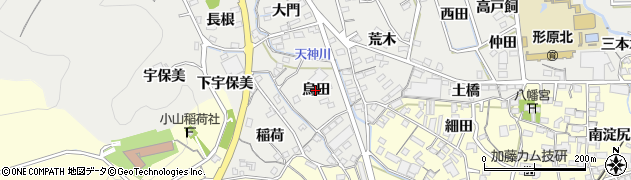 愛知県蒲郡市金平町（烏田）周辺の地図