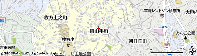 大阪府枚方市岡山手町周辺の地図