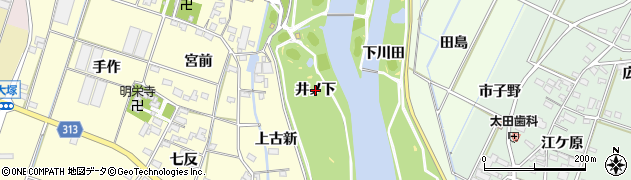 愛知県西尾市一色町大塚（井ノ下）周辺の地図