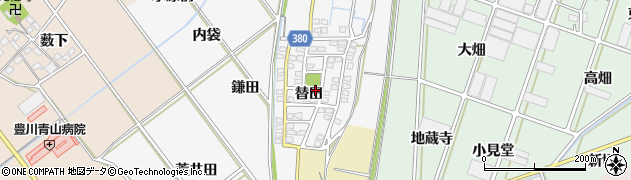 愛知県豊川市瀬木町（替田）周辺の地図