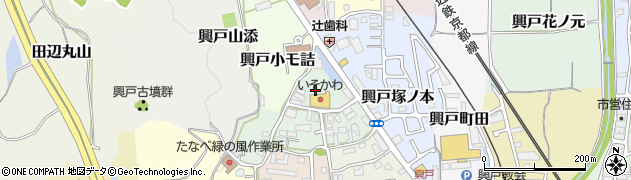 京都府京田辺市興戸若宮周辺の地図