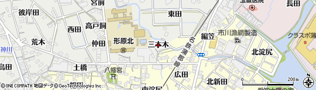 愛知県蒲郡市金平町（三本木）周辺の地図