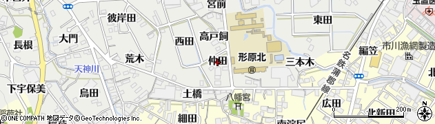 愛知県蒲郡市金平町（仲田）周辺の地図