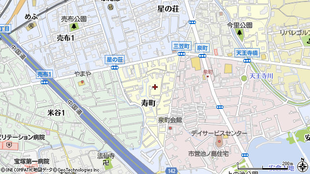 〒665-0865 兵庫県宝塚市寿町の地図