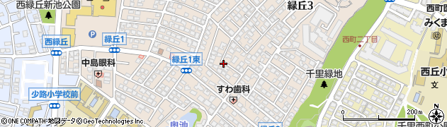 大阪府豊中市緑丘周辺の地図