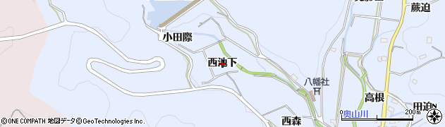愛知県西尾市西幡豆町（西池下）周辺の地図
