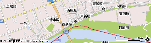 愛知県豊川市当古町（東新屋）周辺の地図