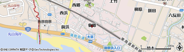 愛知県豊川市御津町大草東郷周辺の地図