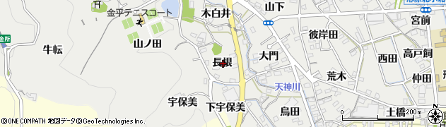 愛知県蒲郡市金平町長根周辺の地図