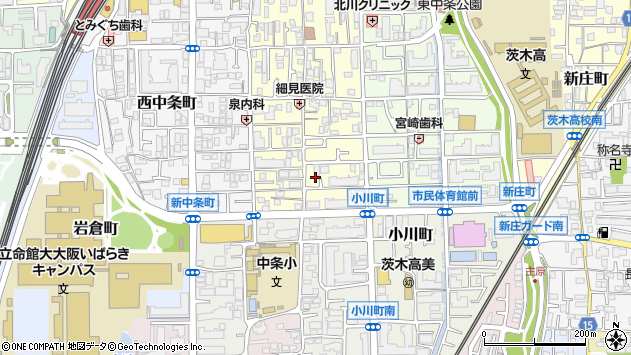 〒567-0886 大阪府茨木市下中条町の地図