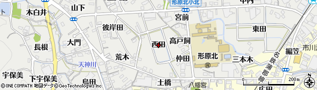愛知県蒲郡市金平町（西田）周辺の地図