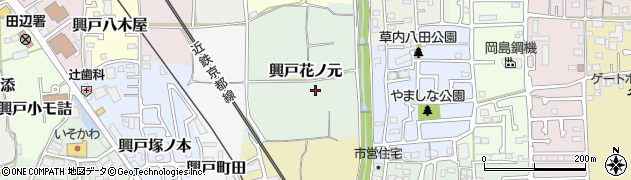 京都府京田辺市興戸花ノ元周辺の地図