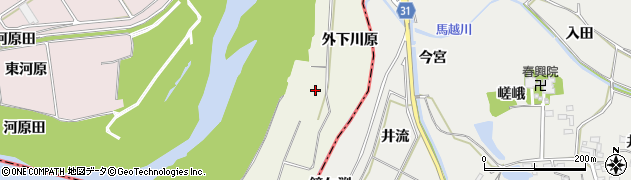 愛知県豊川市三上町外下川原周辺の地図