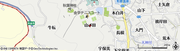愛知県蒲郡市金平町（山ノ田）周辺の地図