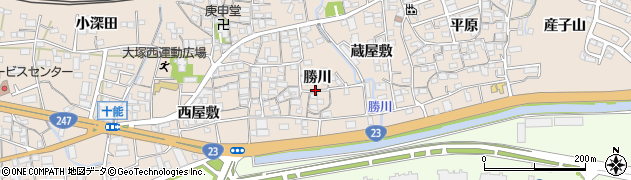 愛知県蒲郡市大塚町勝川周辺の地図