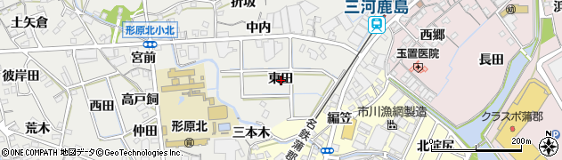愛知県蒲郡市金平町東田周辺の地図