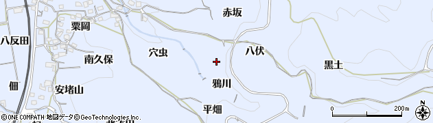 京都府綴喜郡井手町多賀鴉川周辺の地図