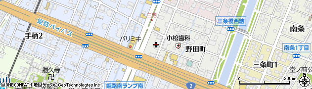 兵庫県姫路市飾磨区野田町144周辺の地図