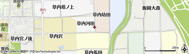 京都府京田辺市草内河田周辺の地図