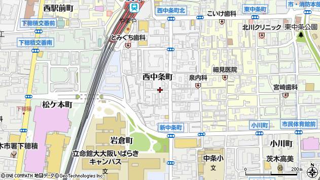〒567-0887 大阪府茨木市西中条町の地図