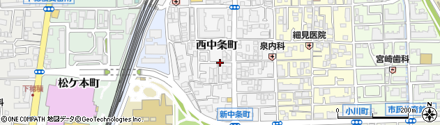 大阪府茨木市西中条町周辺の地図