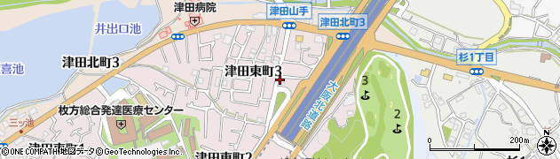 大阪府枚方市津田東町3丁目周辺の地図
