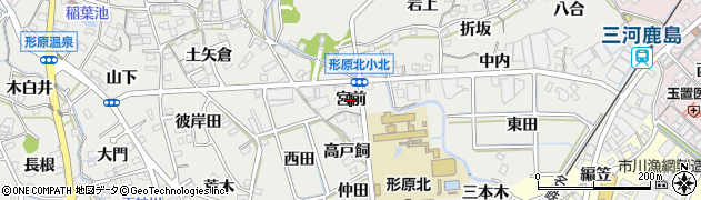 愛知県蒲郡市金平町（宮前）周辺の地図