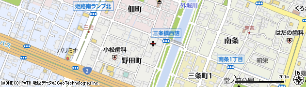 兵庫県姫路市飾磨区野田町73周辺の地図