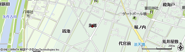 愛知県西尾市吉良町富田（海郷）周辺の地図