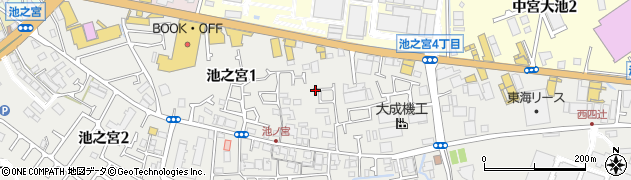 大阪府枚方市池之宮1丁目周辺の地図