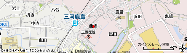 愛知県蒲郡市鹿島町西郷周辺の地図
