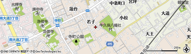 愛知県豊川市牛久保町若子周辺の地図