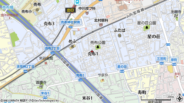 〒665-0852 兵庫県宝塚市売布の地図