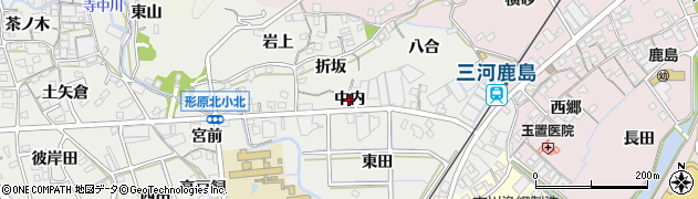 愛知県蒲郡市金平町（中内）周辺の地図