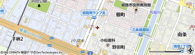 兵庫県姫路市飾磨区野田町183周辺の地図