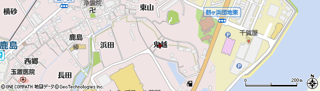 愛知県蒲郡市鹿島町（鬼越）周辺の地図