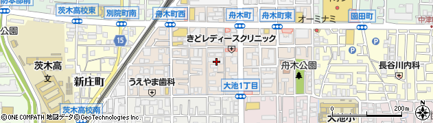 大阪府茨木市舟木町周辺の地図