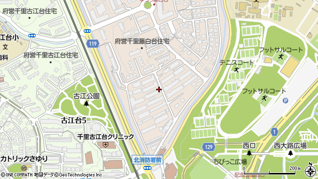 〒565-0873 大阪府吹田市藤白台の地図